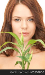 picture of woman with sprout over white&#xA;