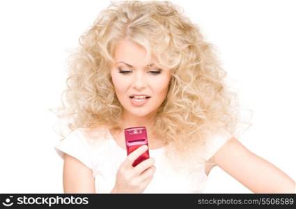 picture of worried woman with cell phone