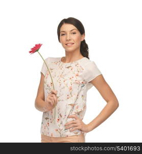 picture of young and beautiful woman with flower