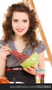 picture of young attractive woman in the kitchen