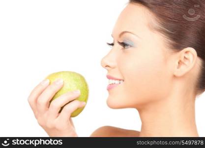 picture of young beautiful woman with green apple&#xA;