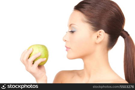 picture of young beautiful woman with green apple&#xA;