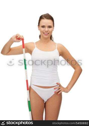 picture of young beautiful woman with measure tape