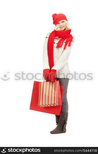 picture of young girl with shopping bags..