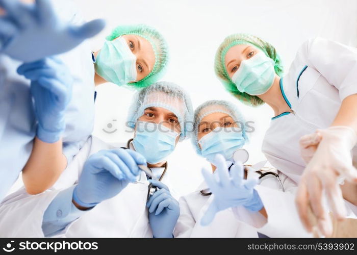 picture of young team or group of doctors in operating room