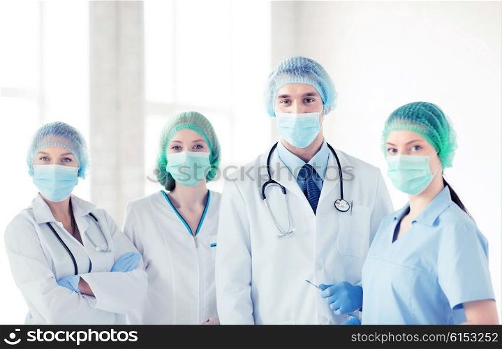 picture of young team or group of doctors in operating room. group of doctors in operating room