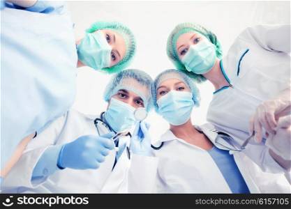 picture of young team or group of doctors in operating room. group of doctors in operating room