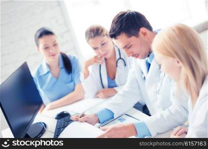 picture of young team or group of doctors working. team or group of doctors working