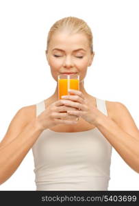 picture of young woman drinking orange juice