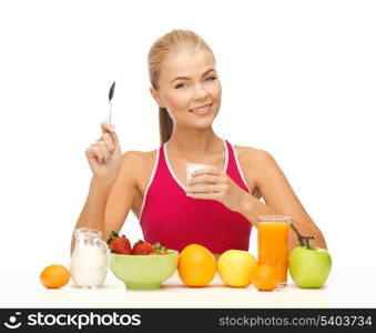 picture of young woman eating healthy breakfast