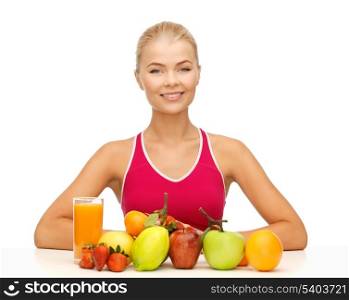 picture of young woman with organic food or fruits