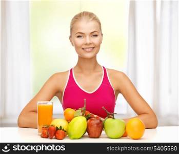 picture of young woman with organic food or fruits