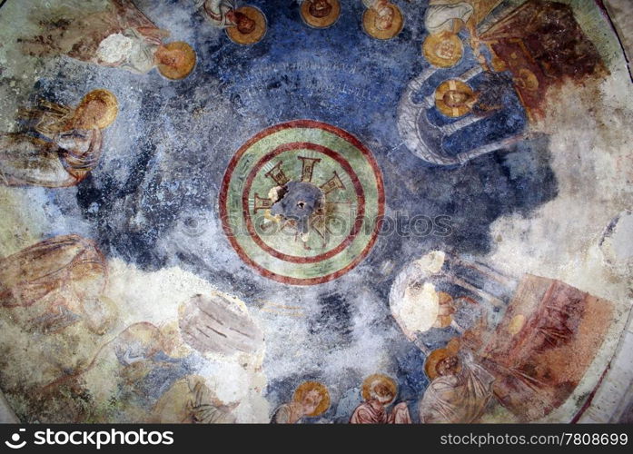 Picture on the dome of church St Nicolas inb DEmre, Turkey