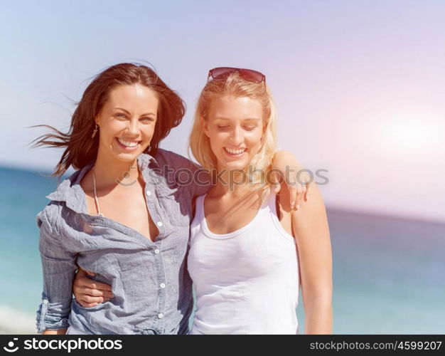 Picture women on the beach. A picture of two women having good time on beach