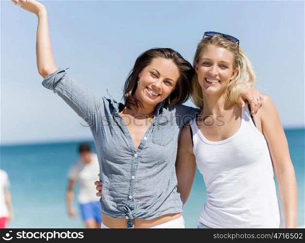 Picture women on the beach. A picture of two women having good time on beach