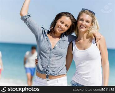 Picture women on the beach. A picture of two women having good time on beach