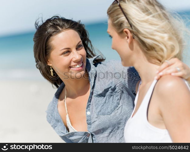 Picture women on the beach. A picture of two women having good time on beach