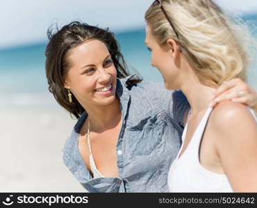 Picture women on the beach. A picture of two women having good time on beach