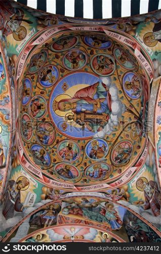 Pictures on the ceiling in church, Rila monastery, Bulgaria