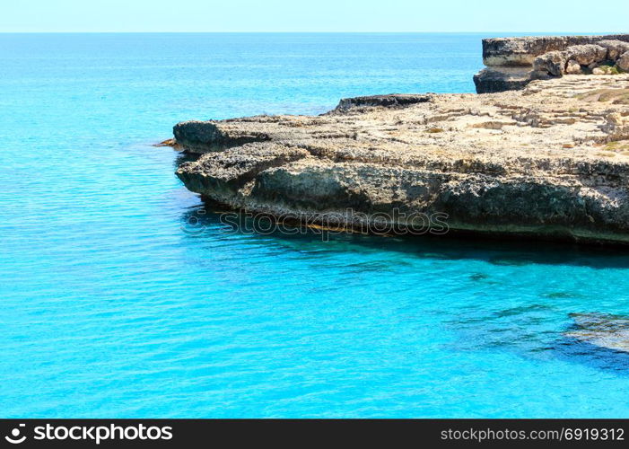 Picturesque Adriatic sea coast Archaeological Area of Roca Vecchia, Salento, Puglia, Italy