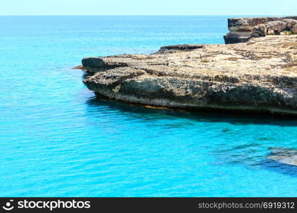 Picturesque Adriatic sea coast Archaeological Area of Roca Vecchia, Salento, Puglia, Italy