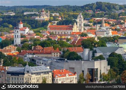 Picturesque aerial view of the historic center. Vilnius. Lithuania.. Vilnius. Aerial view of the city.