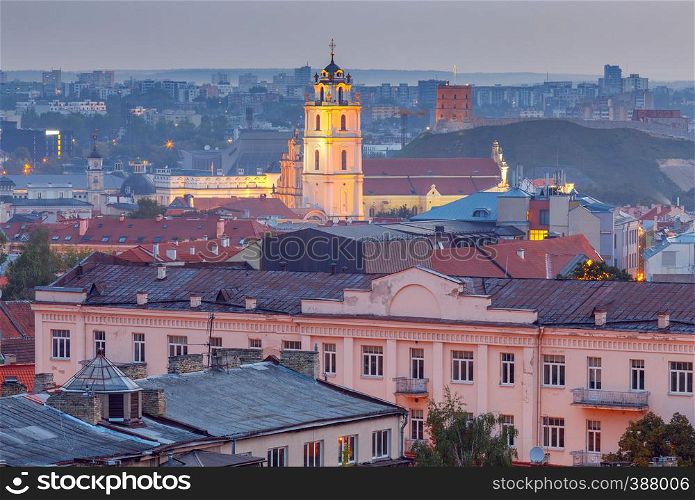 Picturesque aerial view of the historic center. Vilnius. Lithuania.. Vilnius. Aerial view of the city.