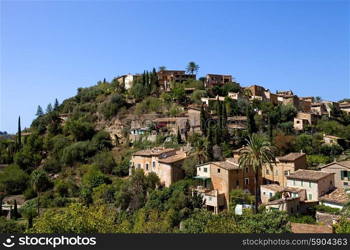 picturesque and historic village of Deia in the Tramuntana mountains, Mallorca, Spain