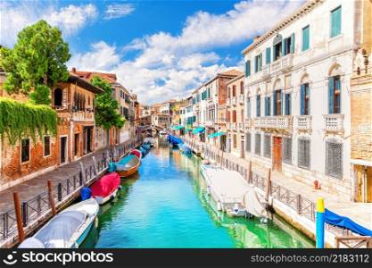 Picturesque canal and palaces of Venice, Italy.