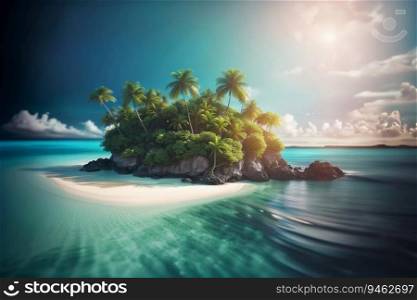 Picturesque enchanting secluded island beach, created with Generative AI technology