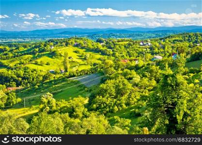 Picturesque green hills of Plesivica view, northern Croatia