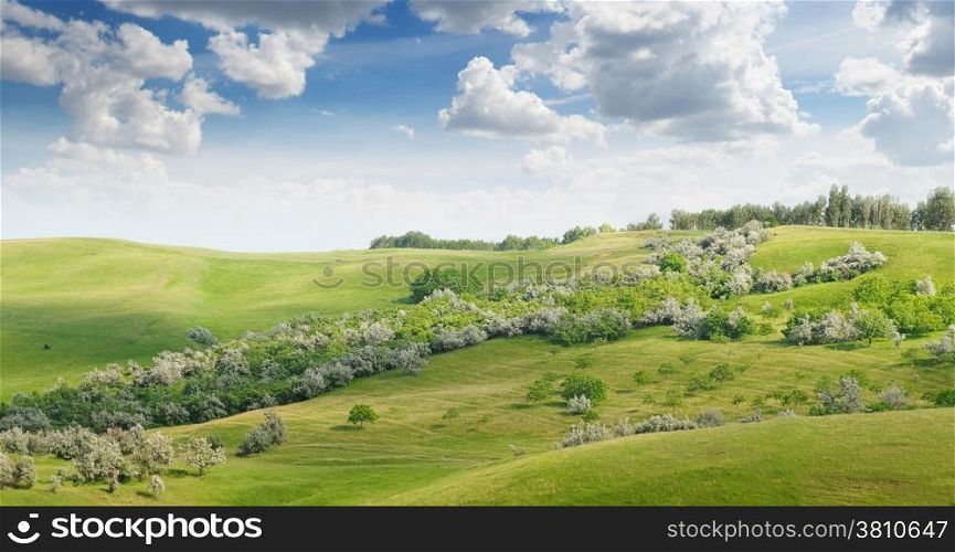 picturesque hills against the blue sky