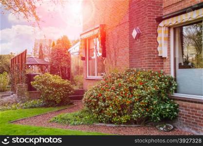 Picturesque house on a city street in Meerkerk, Netherlands