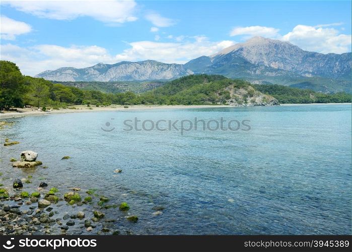 picturesque lagoon and high mountains