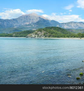 picturesque lagoon and high mountains