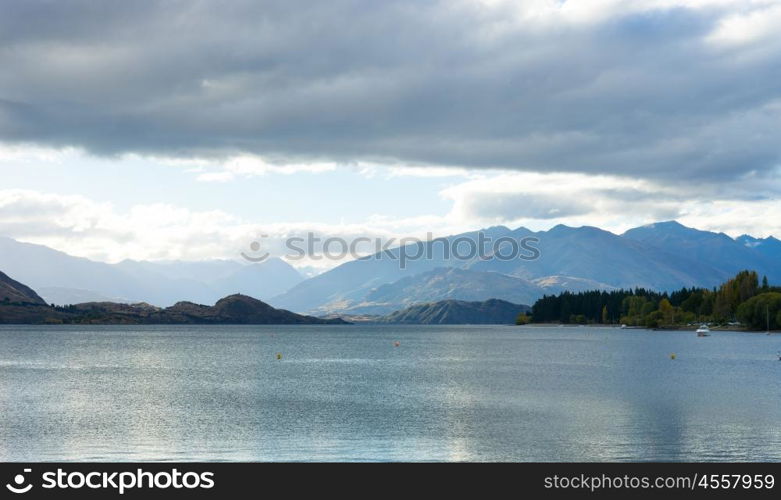 Picturesque landscape. Natural landscape of New Zealand alps and lake