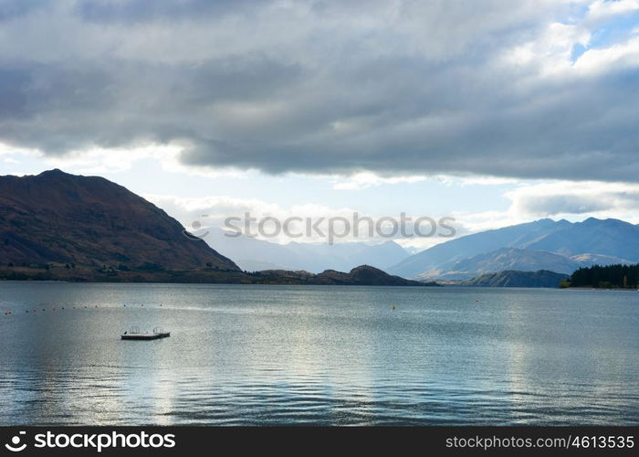 Picturesque landscape. Natural landscape of New Zealand alps and lake