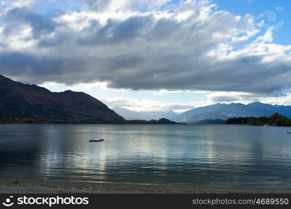 Picturesque landscape. Natural landscape of New Zealand alps and lake