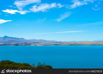 Picturesque landscape. Natural landscape of New Zealand alps and lake