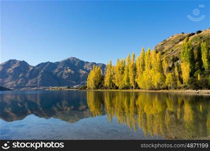 Picturesque landscape. Natural landscape of New Zealand alps and lake