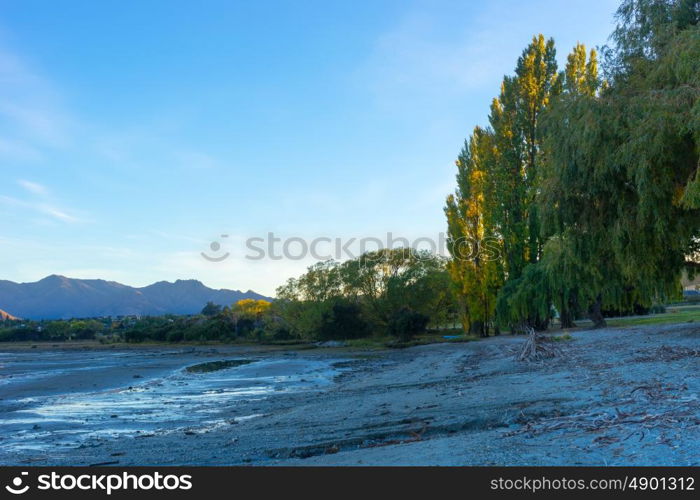 Picturesque landscape. Natural landscape of New Zealand alps and lake