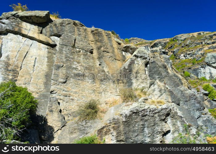 Picturesque landscape. Natural landscape of New Zealand alps and meadows