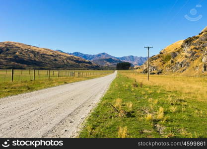 Picturesque landscape. Natural landscape of New Zealand alps and road