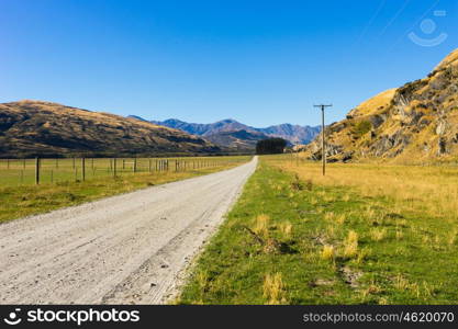 Picturesque landscape. Natural landscape of New Zealand alps and road