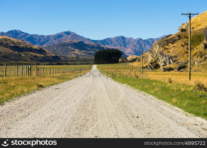 Picturesque landscape. Natural landscape of New Zealand alps and road