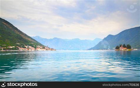 Picturesque landscape of the Bay of Kotor near Perast town in Montenegro