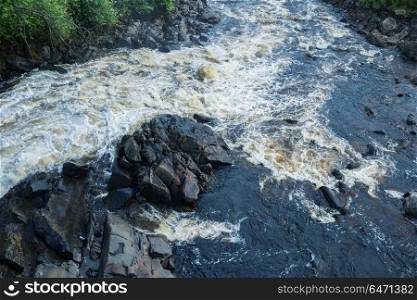Picturesque landscape with a waterfall in the forest of Karelia. Picturesque landscape with a waterfall in the forest of Karelia, Russia