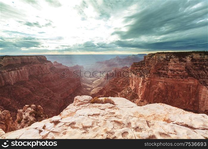 Picturesque landscapes of the Grand Canyon, Arizona, USA. Beautiful natural background.