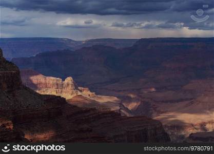 Picturesque landscapes of the Grand Canyon, Arizona, USA. Beautiful natural background. Sunrise view.
