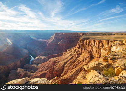 Picturesque landscapes of the Grand Canyon, Arizona, USA. Beautiful natural background. Sunrise view.